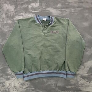 vintage CHampion sweatshirt mens XXL Green 1990s 1/4 button USA